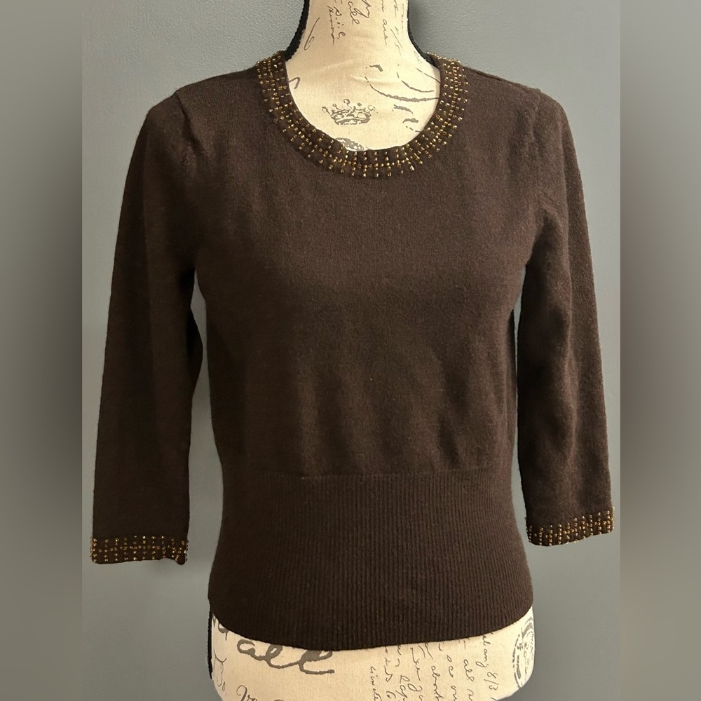 Mercer & Madison Chocolate Beaded Sweater